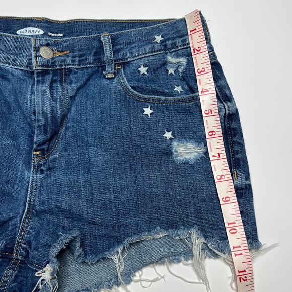 Old Navy Cutoff Boyfriend Denim Star Embroidered Jean Shorts Size 6 - Picture 5 of 9